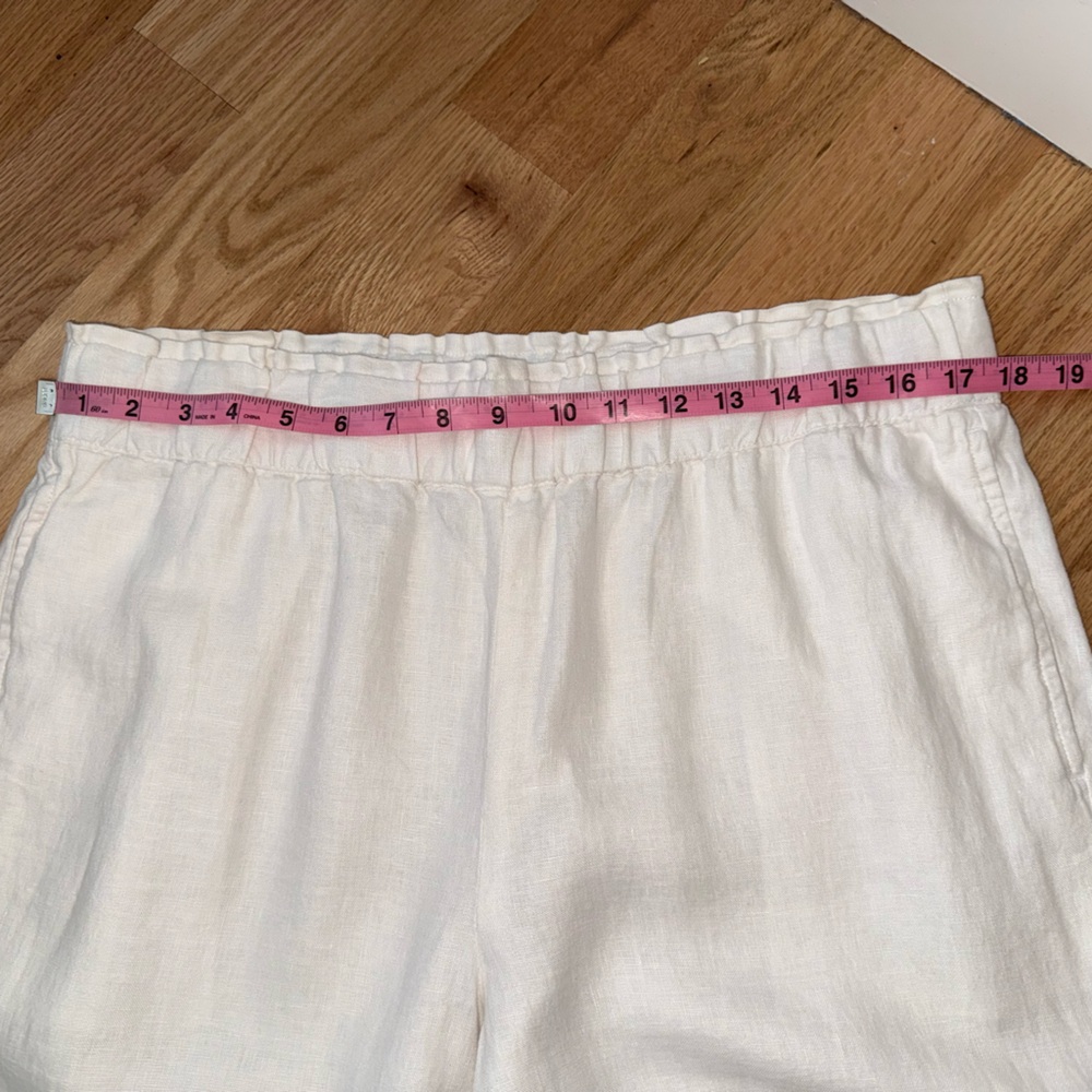 Talbots 100% Linen Nantucket Wide Leg Pants Crisp White Pull On Elastic Waist L - Picture 6 of 14